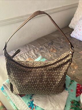 Tommy Hilfiger Tan & Brown Monogram Shoulder Bag